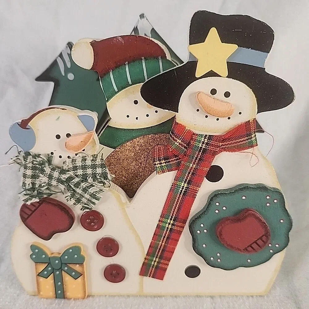5 pc Holliday Wooden 4 Coaster Set - Santa  & Sleigh OR Snowmen 2006